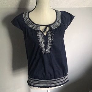 Loft blouse keyhole with elastic bottom Size S